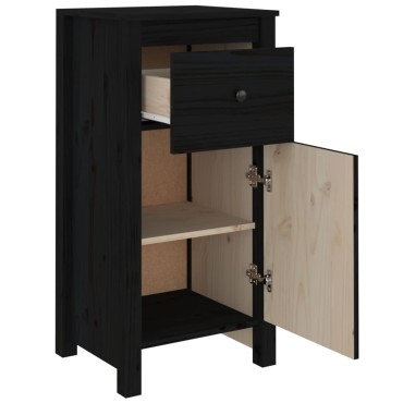 vidaXL Ντουλάπια 2 τεμ. Μαύρα 40x35x80cm από Μασίφ Ξύλο Πεύκου