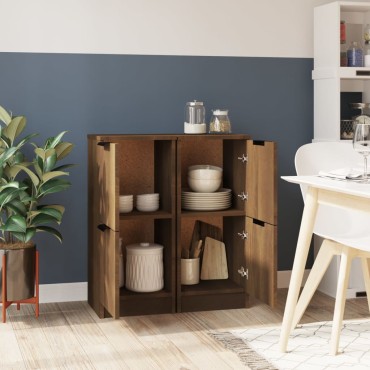 vidaXL Συρταριέρες 2 τεμ. Καφέ Δρυς 30x30x70cm Επεξεργασμένο Ξύλο