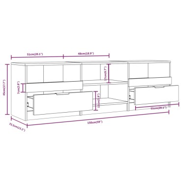 vidaXL Έπιπλο Τηλεόρασης Γκρι Sonoma 150x33,5x45cm από Επεξεργ. Ξύλο