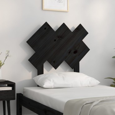 vidaXL Κεφαλάρι Κρεβατιού Μαύρο 72,5x3x81cm Μασίφ Ξύλο Πεύκου 1 τεμ.