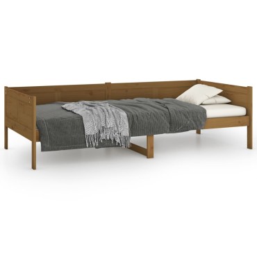 vidaXL Καναπές Κρεβάτι Καφέ Μελί 90x190cm από Μασίφ Ξύλο Πεύκου 1 τεμ. - Μονό