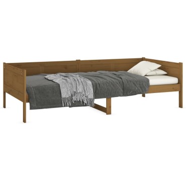 vidaXL Καναπές Κρεβάτι Καφέ Μελί 90x190cm από Μασίφ Ξύλο Πεύκου 1 τεμ. - Μονό