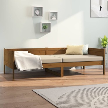 vidaXL Καναπές Κρεβάτι Καφέ Μελί 90x190cm από Μασίφ Ξύλο Πεύκου 1 τεμ. - Μονό