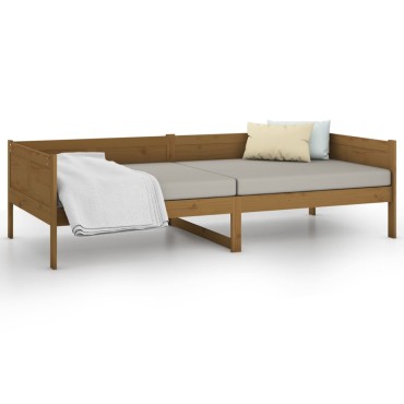 vidaXL Καναπές Κρεβάτι Καφέ Μελί 90x190cm από Μασίφ Ξύλο Πεύκου 1 τεμ. - Μονό