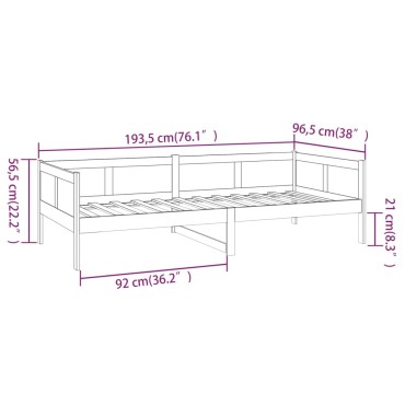 vidaXL Καναπές Κρεβάτι Καφέ Μελί 90x190cm από Μασίφ Ξύλο Πεύκου 1 τεμ. - Μονό