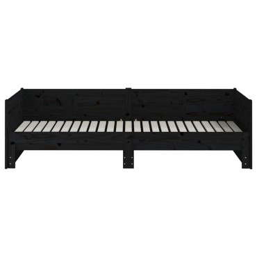 vidaXL Καναπές Κρεβάτι Συρόμενος Μαύρος 2x(90x190) εκ. Μασίφ Πεύκο