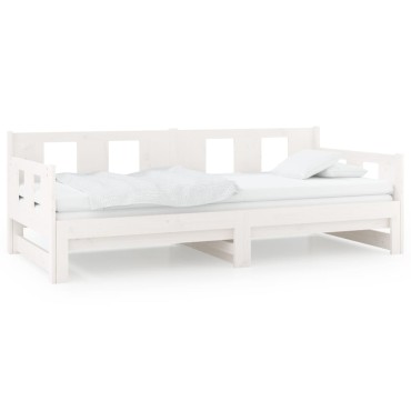 vidaXL Καναπές Κρεβάτι Συρόμενος Λευκός 2x(80x200)cm από Μασίφ Πεύκο 1 τεμ. - Μονό