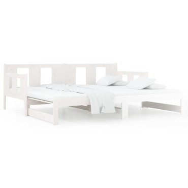 vidaXL Καναπές Κρεβάτι Συρόμενος Λευκός 2x(80x200)cm από Μασίφ Πεύκο 1 τεμ. - Μονό