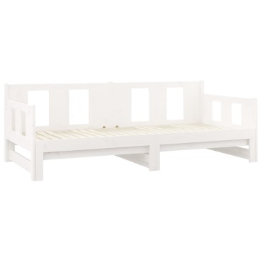 vidaXL Καναπές Κρεβάτι Συρόμενος Λευκός 2x(80x200)cm από Μασίφ Πεύκο 1 τεμ. - Μονό