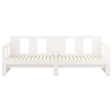 vidaXL Καναπές Κρεβάτι Συρόμενος Λευκός 2x(80x200)cm από Μασίφ Πεύκο 1 τεμ. - Μονό