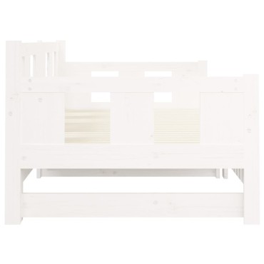 vidaXL Καναπές Κρεβάτι Συρόμενος Λευκός 2x(80x200)cm από Μασίφ Πεύκο 1 τεμ. - Μονό