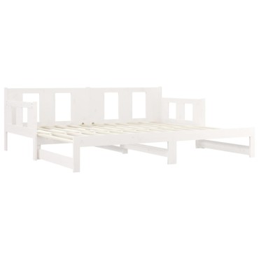 vidaXL Καναπές Κρεβάτι Συρόμενος Λευκός 2x(80x200)cm από Μασίφ Πεύκο 1 τεμ. - Μονό