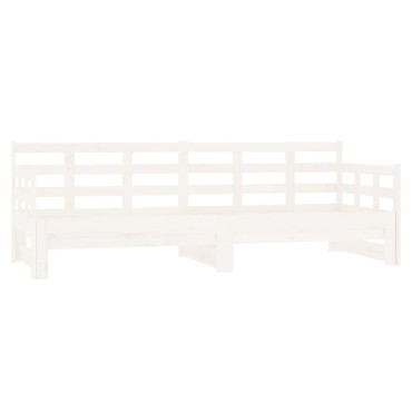 vidaXL Καναπές Κρεβάτι Συρόμενος Λευκός 2x(90x200) εκ. από Μασίφ Πεύκο
