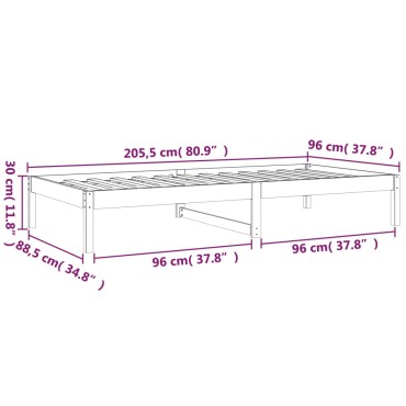 vidaXL Καναπές Κρεβάτι Χωρίς Στρώμα Λευκό 90x200cm Μασίφ Ξύλο Πεύκου 1 τεμ. - Μονό
