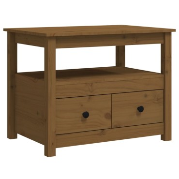 vidaXL Τραπεζάκι Σαλονιού Καφέ Μελί 71x49x55cm Μασίφ Ξύλο Πεύκου 1 τεμ.