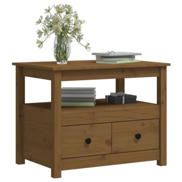 vidaXL Τραπεζάκι Σαλονιού Καφέ Μελί 71x49x55cm Μασίφ Ξύλο Πεύκου 1 τεμ.