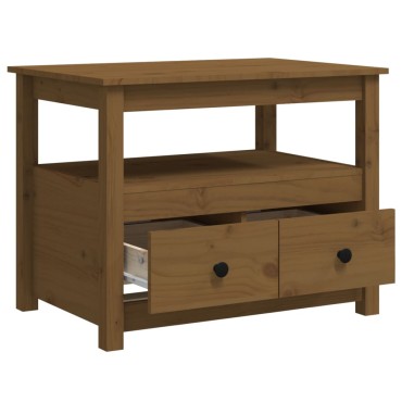 vidaXL Τραπεζάκι Σαλονιού Καφέ Μελί 71x49x55cm Μασίφ Ξύλο Πεύκου 1 τεμ.