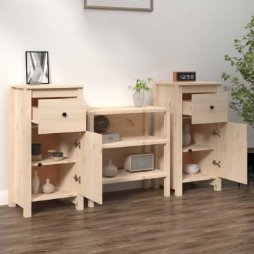 vidaXL Ντουλάπια 2 τεμ. 40x35x80cm από Μασίφ Ξύλο Πεύκου