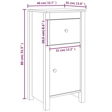 vidaXL Ντουλάπι Καφέ Μέλι 40x35x80cm από Μασίφ Ξύλο Πεύκου 1 τεμ.
