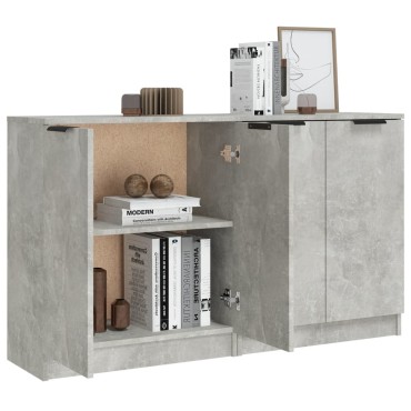 vidaXL Ντουλάπια 2 τεμ. Γκρι Σκυροδέματος 60x30x70cm Επεξεργ. Ξύλο