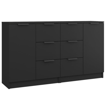 vidaXL Ντουλάπια 2 τεμ. Μαύρα 60x30x70cm Επεξεργασμένο Ξύλο