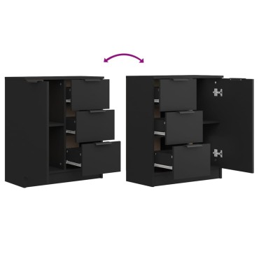vidaXL Ντουλάπια 2 τεμ. Μαύρα 60x30x70cm Επεξεργασμένο Ξύλο