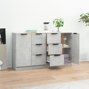 vidaXL Ντουλάπια 2 τεμ. Γκρι Σκυροδέματος 60x30x70cm Επεξεργ. Ξύλο