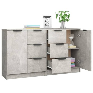 vidaXL Ντουλάπια 2 τεμ. Γκρι Σκυροδέματος 60x30x70cm Επεξεργ. Ξύλο