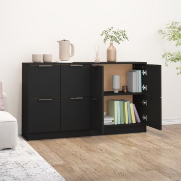 vidaXL Ντουλάπια 2 τεμ. Μαύρα 60x30x70cm Επεξεργασμένο Ξύλο