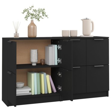 vidaXL Ντουλάπια 2 τεμ. Μαύρα 60x30x70cm Επεξεργασμένο Ξύλο