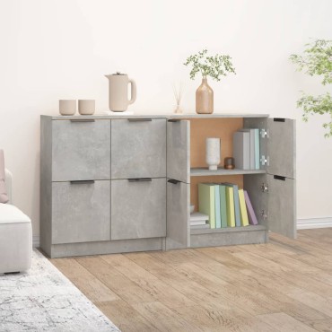 vidaXL Ντουλάπια 2 τεμ. Γκρι Σκυροδέματος 60x30x70cm Επεξεργ. Ξύλο