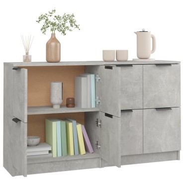 vidaXL Ντουλάπια 2 τεμ. Γκρι Σκυροδέματος 60x30x70cm Επεξεργ. Ξύλο