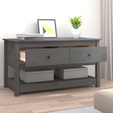 vidaXL Τραπεζάκι Σαλονιού Γκρί 102x49x55cm από Μασίφ Ξύλο Πεύκου 1 τεμ.