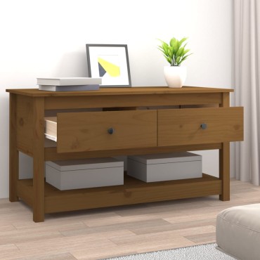 vidaXL Τραπεζάκι Σαλονιού Καφέ Μελί 102x49x55cm Μασίφ Ξύλο Πεύκου 1 τεμ.
