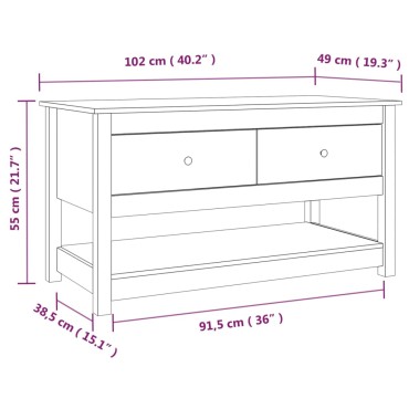 vidaXL Τραπεζάκι Σαλονιού Καφέ Μελί 102x49x55cm Μασίφ Ξύλο Πεύκου 1 τεμ.