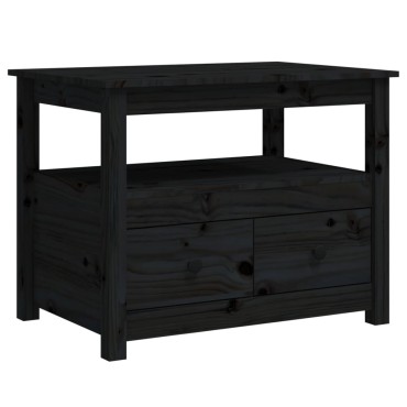 vidaXL Τραπεζάκι Σαλονιού Μαύρο 71x49x55cm Μασίφ Ξύλο Πεύκου 1 τεμ.