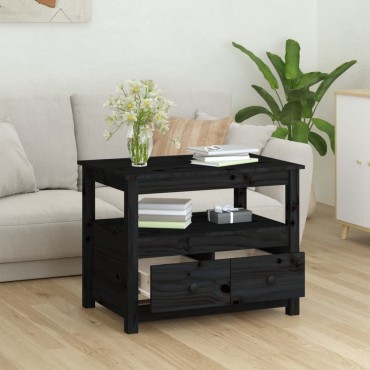vidaXL Τραπεζάκι Σαλονιού Μαύρο 71x49x55cm Μασίφ Ξύλο Πεύκου 1 τεμ.