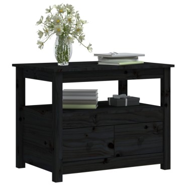 vidaXL Τραπεζάκι Σαλονιού Μαύρο 71x49x55cm Μασίφ Ξύλο Πεύκου 1 τεμ.