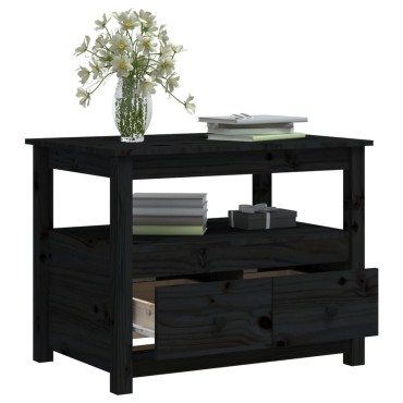 vidaXL Τραπεζάκι Σαλονιού Μαύρο 71x49x55cm Μασίφ Ξύλο Πεύκου 1 τεμ.