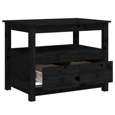 vidaXL Τραπεζάκι Σαλονιού Μαύρο 71x49x55cm Μασίφ Ξύλο Πεύκου 1 τεμ.
