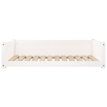 vidaXL Κρεβάτι Σκύλου άσπρο 105,5x75,5x28 εκ. από Μασίφ Ξύλο Πεύκου