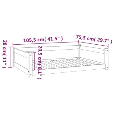 vidaXL Κρεβάτι Σκύλου άσπρο 105,5x75,5x28 εκ. από Μασίφ Ξύλο Πεύκου