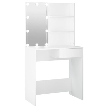 vidaXL Μπουντουάρ με LED Λευκό 74,5x40x141cm 1 τεμ.