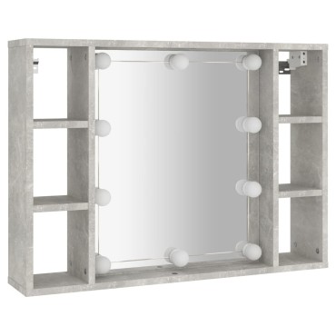 vidaXL Έπιπλο Καθρέπτη με LED Γκρι Σκυροδέματος 76x15x55cm 1 τεμ.