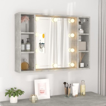 vidaXL Έπιπλο Καθρέπτη με LED Γκρι Σκυροδέματος 76x15x55cm 1 τεμ.