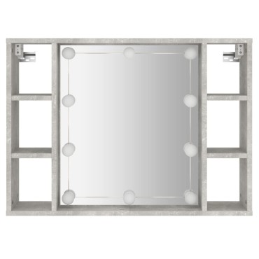 vidaXL Έπιπλο Καθρέπτη με LED Γκρι Σκυροδέματος 76x15x55cm 1 τεμ.