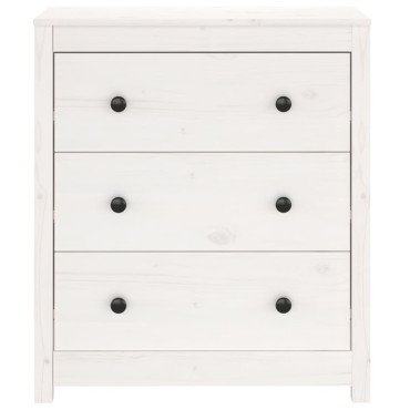 vidaXL Συρταριέρα Λευκή 70x35x80cm από Μασίφ Ξύλο Πεύκου 1 τεμ.