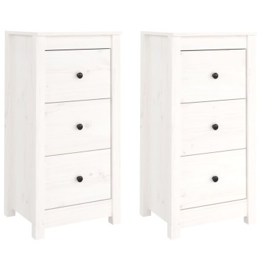 vidaXL Συρταριέρες 2 τεμ. Λευκό 40x35x80cm από Μασίφ Ξύλο Πεύκου