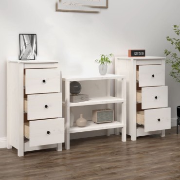 vidaXL Συρταριέρες 2 τεμ. Λευκό 40x35x80cm από Μασίφ Ξύλο Πεύκου