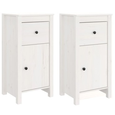 vidaXL Συρταριέρες 2 τεμ. Λευκό 40x35x80cm από Μασίφ Ξύλο Πεύκου